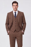 Brown Single Breasted 3 Piece Notch Lapel Men's Prom Suits