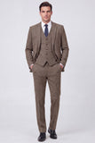 Brown Single Breasted 3 Piece Notch Lapel Men's Prom Suits