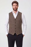 Brown Single Breasted Men's Suit Vest