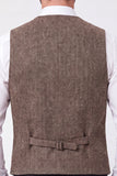 Brown Single Breasted Men's Suit Vest