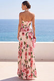 Black Halter Neck Floral Printed Pleated Chiffon Maxi Dress