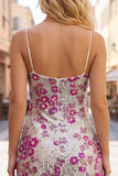 Sparkly Silver Sequins Floral Bodycon Spaghetti Straps Short Homecoming Dress