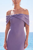 Grey Purple Off The Shoulder Mermaid Ruched Long Formal Dress