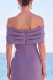Grey Purple Off The Shoulder Mermaid Ruched Long Formal Dress
