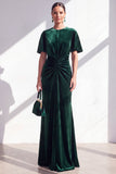 Dark Blue Sheath Ruched Velvet Mother Of The Bride Dress