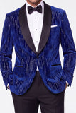 Dark Green 2 Piece Shawl Lapel Velvet Men's Suits with Sequins