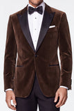 Burgundy 2 Piece Velvet Peak Lapel Single Breasted Men's Prom Suits