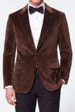 Burgundy 2 Piece Peak Lapel Single Breasted Velvet Men's Prom Suits