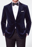 Burgundy 2 Piece Peak Lapel Single Breasted Velvet Men's Prom Suits