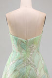 Mint Green Sequins A-Line Sequin Strapless Short Homecoming Dress