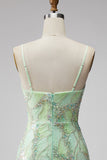 Mint Green Sequins V-Neck Short Bodycon Homecoming Dress with Slit
