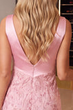 Pink Floral Sequins Bodycon V-Neck Ruched Short Homecoming Dress