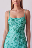 Fuchsia Spaghetti Straps Floral Bodycon Beaded Short Homecoming Dress