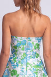 Floral Light Blue Printed A-Line Strapless Short Homecoming Dress
