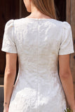 Ivory Bodycon Jacquard Bateau Neck Short Bridal Shower Dress