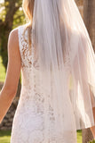 Ivory Sheath Lace Boat Neck Floral Midi Bridal Shower Dress