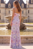 Floral Sparkly Lilac Mermaid Long Sequin Formal Dress