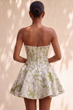 Light Green A-Line Pearl Corset Strapless Basque Waist Short Homecoming Dress