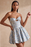 Light Blue Corset Sweetheart Short Homecoming Dress with Rhinestone