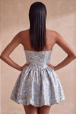 Light Blue Corset Sweetheart Short Homecoming Dress with Rhinestone