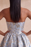 Light Blue Corset Sweetheart Short Homecoming Dress with Rhinestone