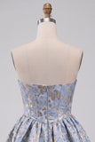 Light Blue Corset Sweetheart Short Homecoming Dress with Rhinestone
