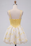 Yellow A Line Corset Sweetheart Bubble Hem Short Homecoming Dress with Rhinestones