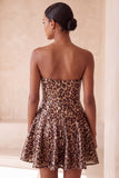 Glam Leopard Sequin Strapless Fit & Flare Mini Homecoming Dress