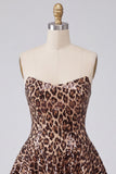 Glam Leopard Sequin Strapless Fit & Flare Mini Homecoming Dress