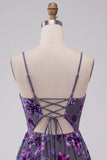 Plum A-Line Sweetheart Cut Out Floral Short Homecoming Dress