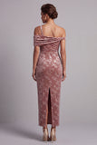 Desert Rose Velvet Asymmetrical One‑Shoulder Ruched Shealth Mother of the Bride Dress