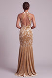 Champagne Velvet Halter Neck Mermaid Long Mother of the Bride Dress with Draping