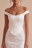 Off The Shoulder Floral Lace Bodycon Mini Little White Dress