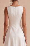 White A-Line Bateau Sleeveless Long Engagement Dress