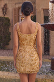 Champagne Sheath Square Neck Appliqued Short Homecoming Dress