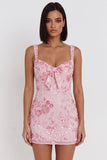 Sparkly Pink Sequins Corset Thick Straps Short Homecoming Dress with Bow