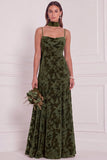 Brown Burnout Velvet A-Line Cowl Neck Long Bridesmaid Dress
