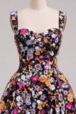 Apricot A-Line Sweetheart Floral Short Homecoming Dress with Sequins