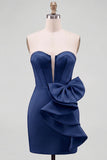 Yellow Bodycon Pearl Trim Corset Short Homecoming Dress with Side Bow Detail