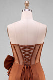 Yellow Bodycon Pearl Trim Corset Short Homecoming Dress with Side Bow Detail