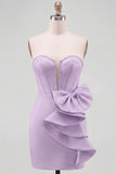 Yellow Bodycon Pearl Trim Corset Short Homecoming Dress with Side Bow Detail