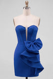 Yellow Bodycon Pearl Trim Corset Short Homecoming Dress with Side Bow Detail