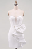 Yellow Bodycon Pearl Trim Corset Short Homecoming Dress with Side Bow Detail