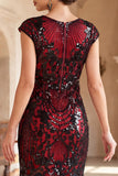 Black Golden Vintage Fringed Cap Sleeves Sequins 1920s Flapper Dress with Beading