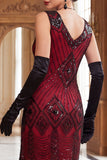 Black Golden Sequins Bodycon Short 1920s Flapper Dress with Fringes