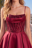Blue A Line Corset Sequin Ruffle Short Homecoming Dress with Lace Up Back