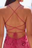 Apricot Bodycon Spaghetti Straps Beaded Short Homecoming Dress with Sequins