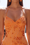Apricot Bodycon Spaghetti Straps Beaded Short Homecoming Dress with Sequins