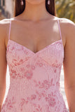 Apricot Bodycon Spaghetti Straps Beaded Short Homecoming Dress with Sequins