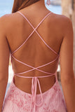 Apricot Bodycon Spaghetti Straps Beaded Short Homecoming Dress with Sequins